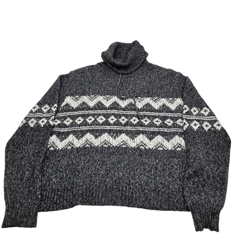 Casual Curvy Sense Turtleneck Sweater Women 4X Gray Fair Isle Knit Cozy Comfort